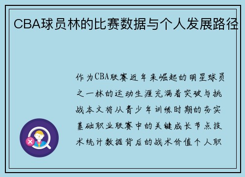 CBA球员林的比赛数据与个人发展路径